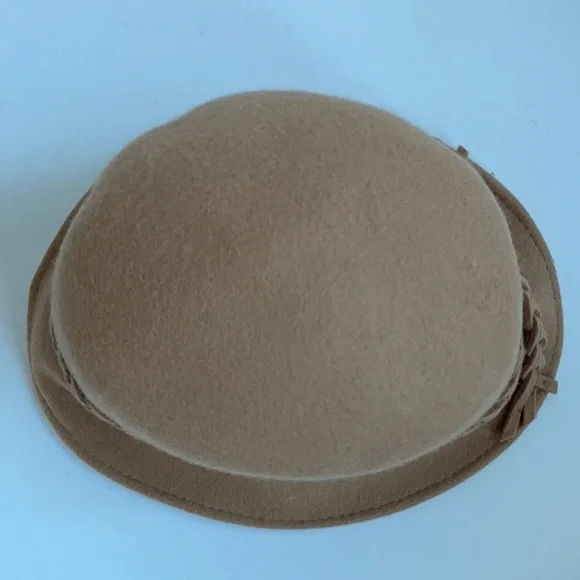 100% wool winter camel bucket hat w braided trim - Picture 5 of 12